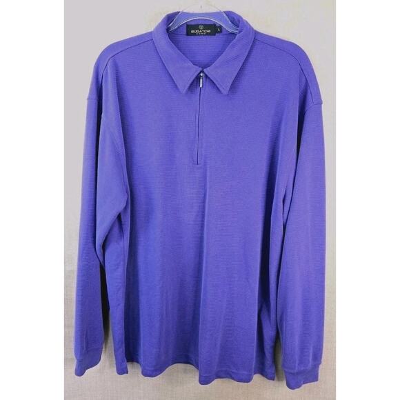 BUGATCHI UOMO 1/4 Zip Purple Long Sleeve Performance Pullover Men's Large Casual - Picture 1 of 7